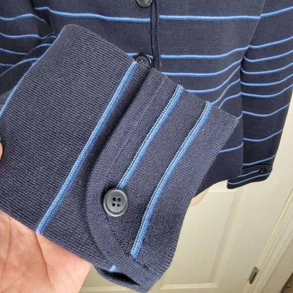 Pendleton navy striped knit button up cardigan xs - Picture 3 of 7